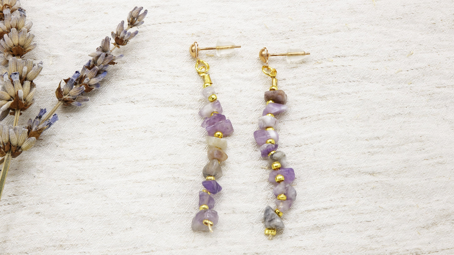 Amethyst Crystal Stone Earrings