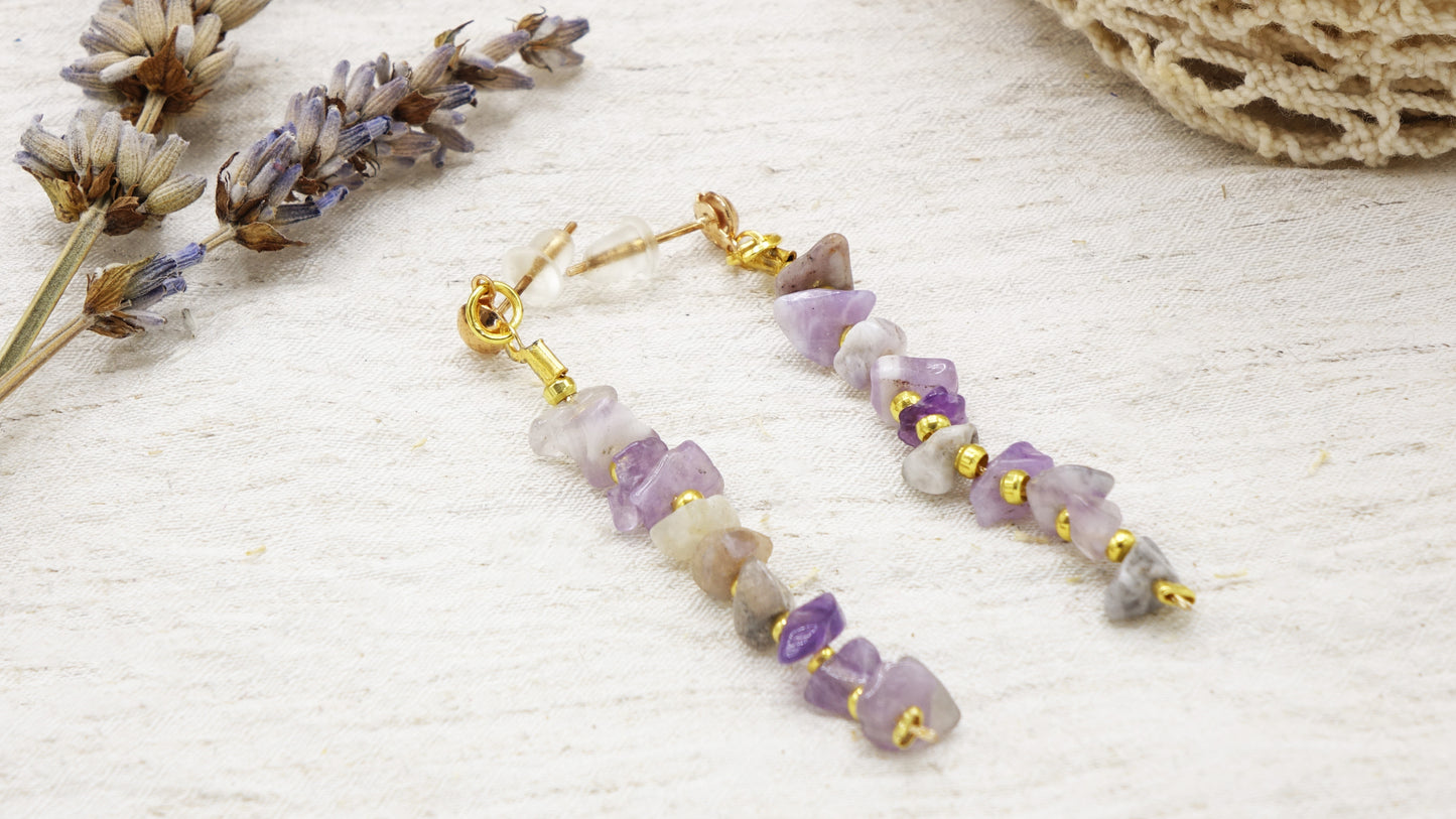 Amethyst Crystal Stone Earrings