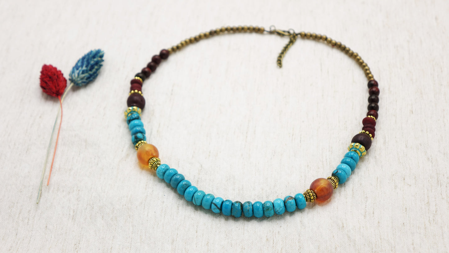 Boho Beaded Turquoise Necklace