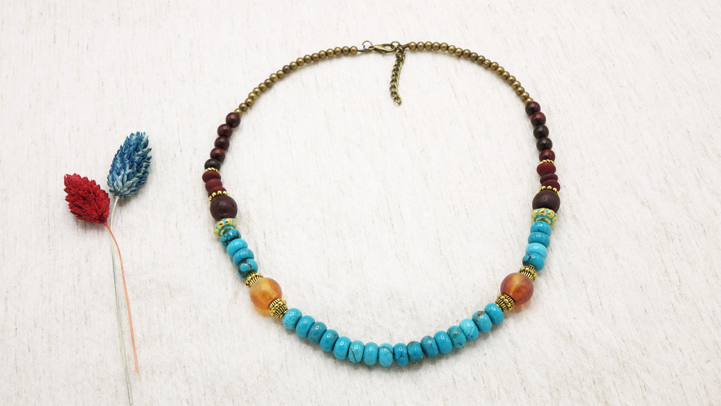 Boho Beaded Turquoise Necklace