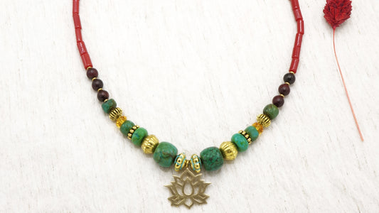 Lotus Flower Boho Beaded Necklace