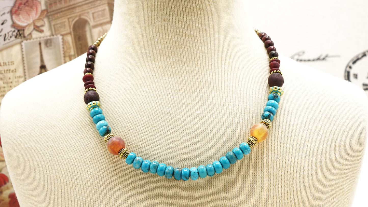 Boho Beaded Turquoise Necklace