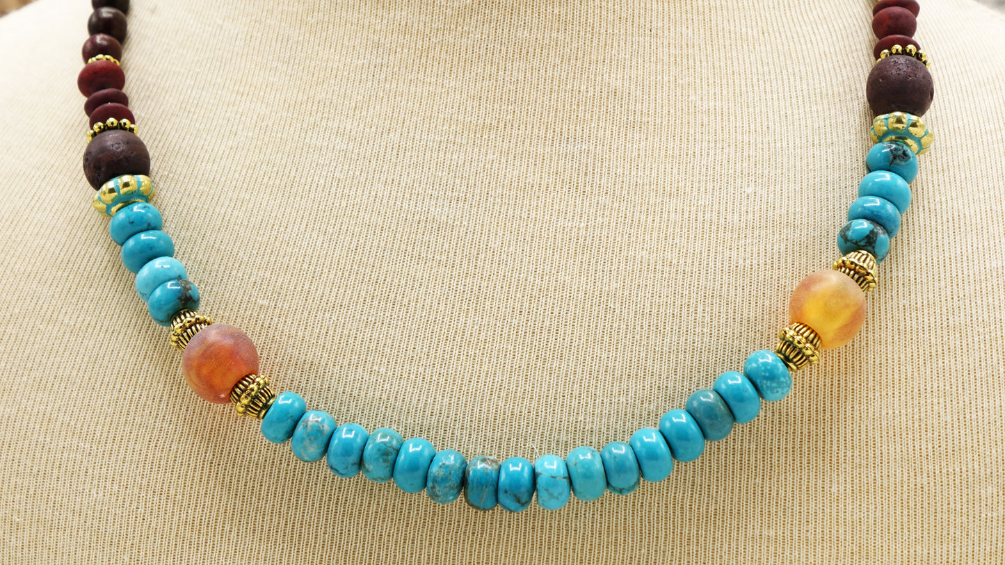 Boho Beaded Turquoise Necklace