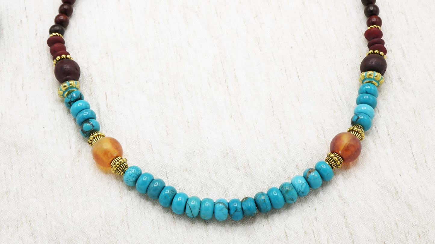 Boho Beaded Turquoise Necklace