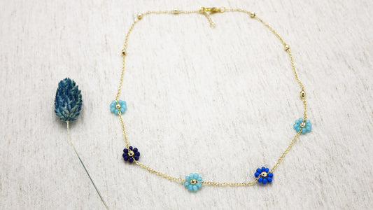 Beaded Flower Chain Necklace