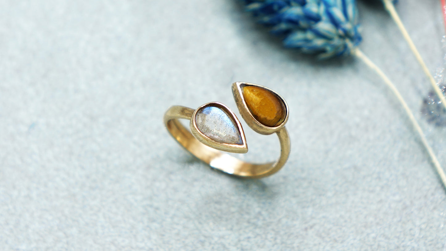 Tiger's Eye & Labradorite Gemstone Ring