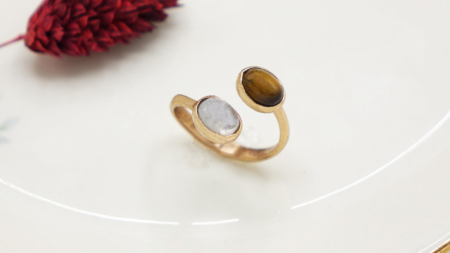 Tiger's Eye & Moonstone Gemstone Ring