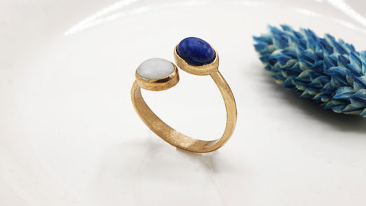 Lapis Lazuli and Moonstone Gemstone Ring