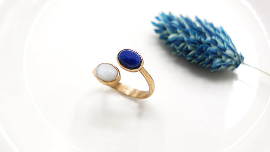 Lapis Lazuli and Moonstone Gemstone Ring