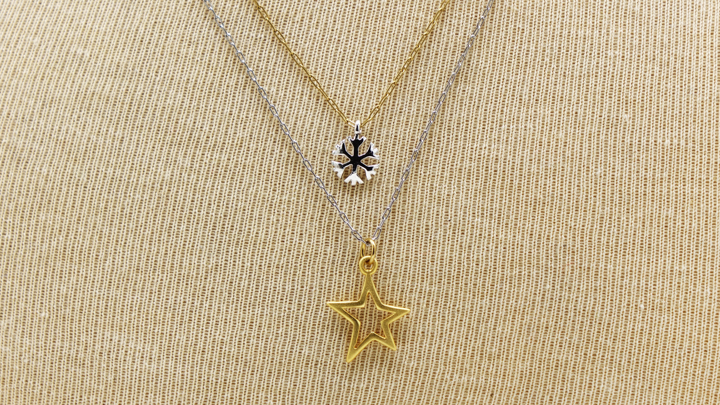 Star and Snowflake Layered Necklace