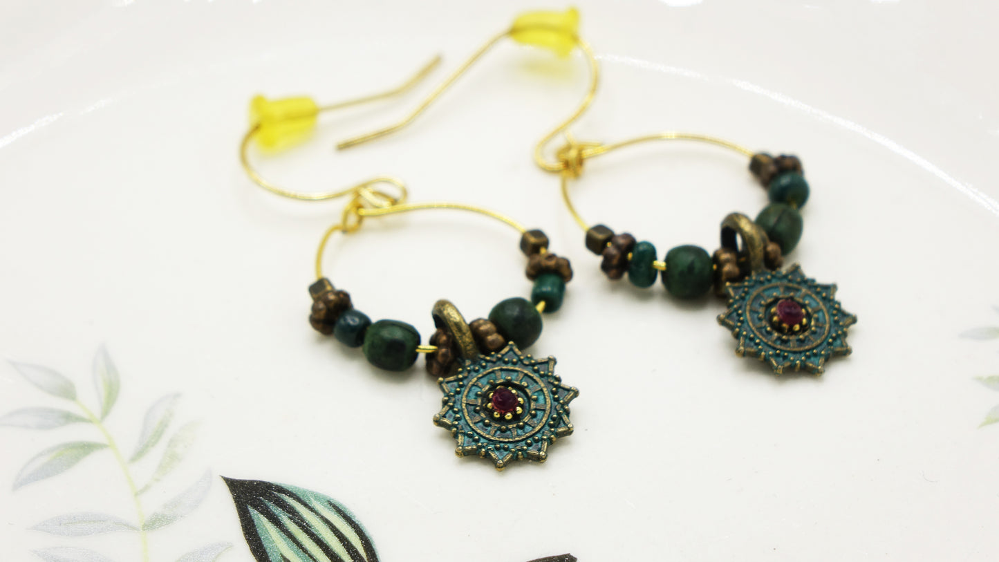 Boho Drop Earrings - Deep Teal