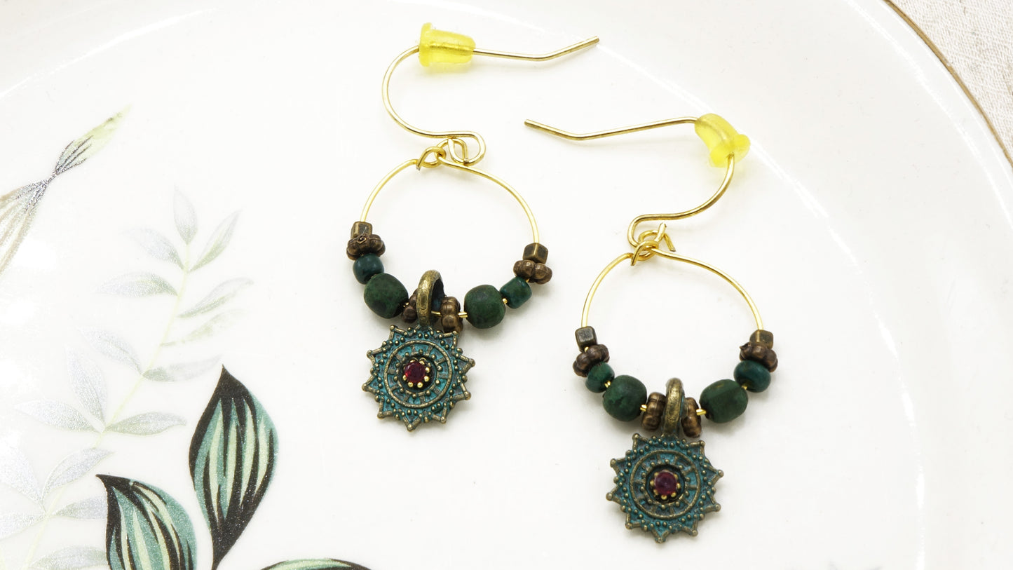 Boho Drop Earrings - Deep Teal